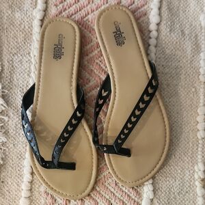Charlotte Russe Black and Tan Sandals, Size 8 GUC